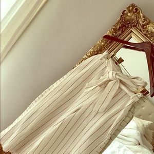 Gaucho pants pinstriped linen high waisted